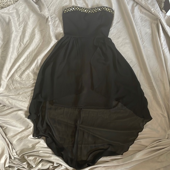 Small Forever 21 cocktail dress. Strapless black dress with studded top. - Picture 1 of 7